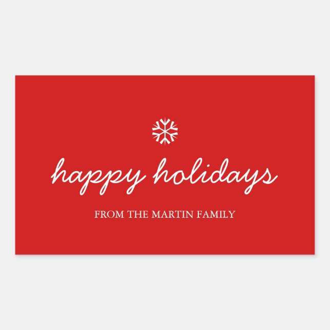 Holiday Stickers - happy holidays christmas red (Front)