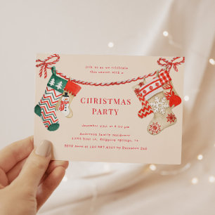 Holiday Stockings Christmas Party Invitation