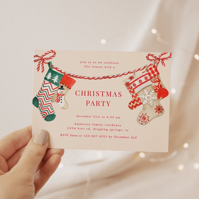 Holiday Stockings Christmas Party Invitation (Creator Uploaded)
