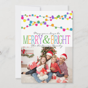 Holiday String Lights Merry Bright Christmas Card