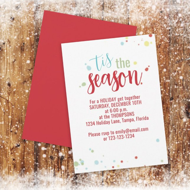 Holiday String Lights Tis the Season Colourful Cut Invitation (Creator Uploaded)