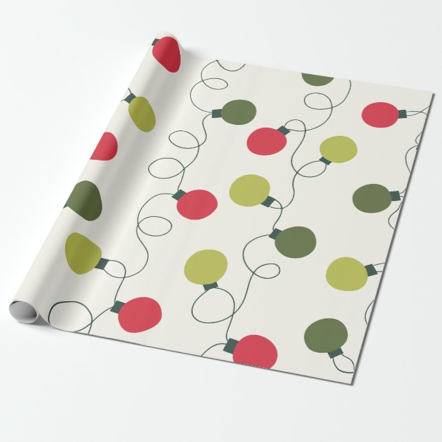 Holiday String Lights Wrapping Paper (Unrolled)