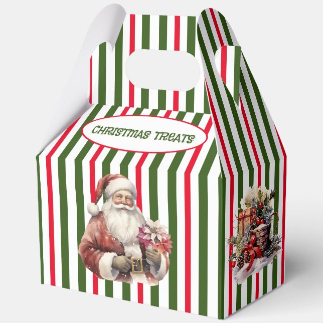 Holiday Stripes And Santa Claus Favour Box (Front)