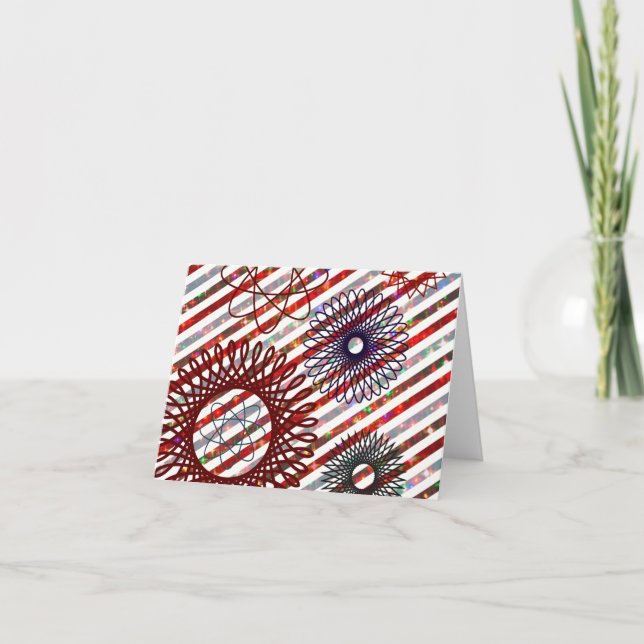 Holiday Stripes and Spirographs Sparkling Pattern Card (Front)