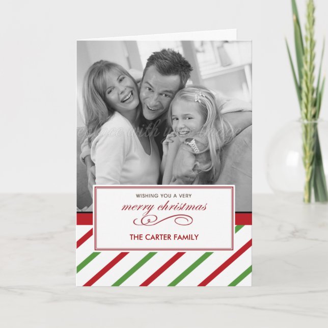 Holiday Stripes Christmas/ Holiday Photo Cards (Front)