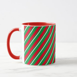 Holiday Stripes Red White Green Candy Cane Mug