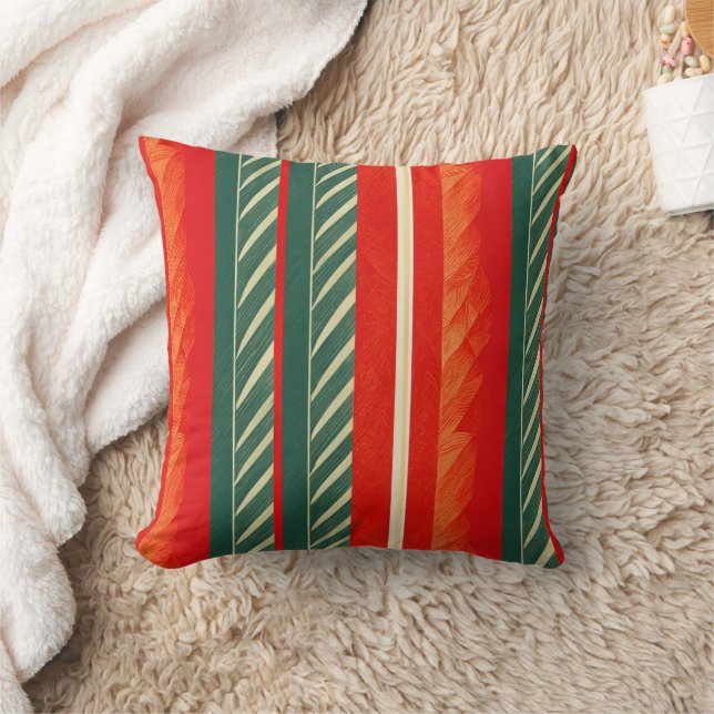 Holiday Stripes Throw Pillow (Blanket)