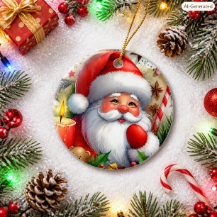 Holiday Style Santa Claus Custom Christmas Ceramic Ornament