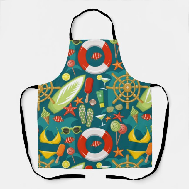 Holiday summer party beach pattern     apron (Front)
