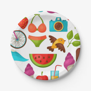 Holiday summer party beach pattern cute paper plate