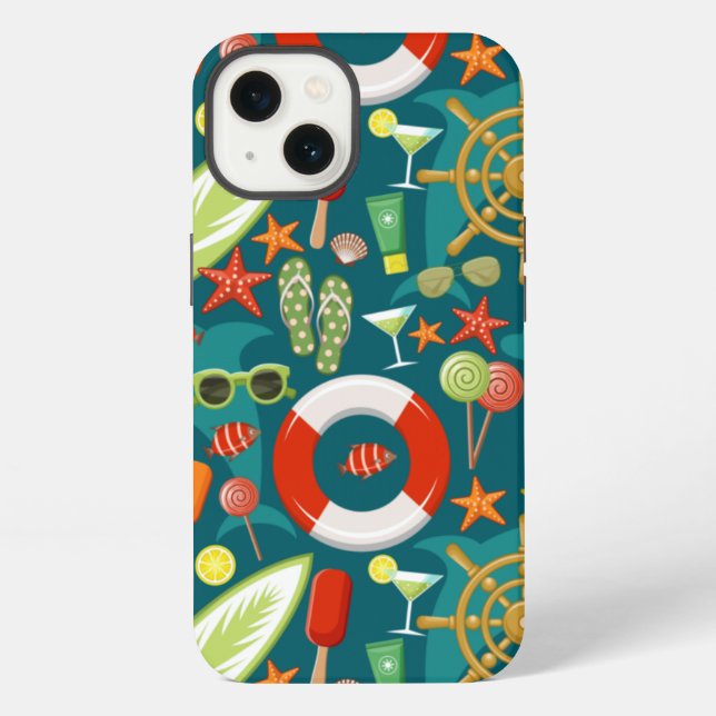 Holiday summer party beach pattern   iPhone case (Back)