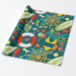 Holiday summer party beach pattern wrapping paper
