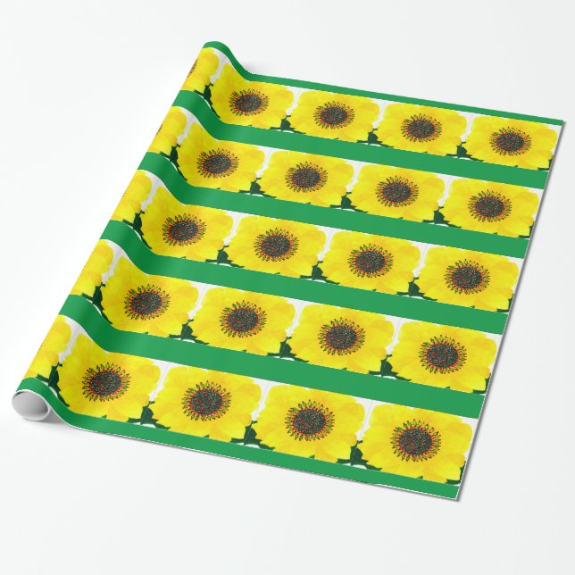 Holiday Sunflower Wrapping Paper (Unrolled)
