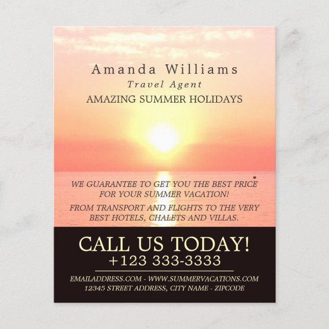 Holiday Sunset, Travel Agent Advertising Flyer (Front)