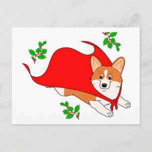 Holiday Super Corgi with Cape Postcard