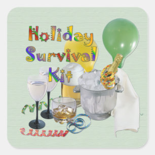 Holiday Survival Kit Square Sticker