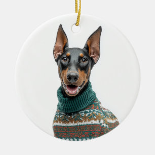 Holiday Sweater Doberman Ceramic Ornament