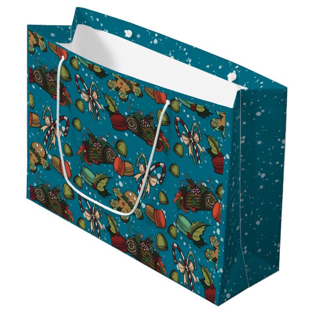 Holiday Sweets- Ice (Color) Large Gift Bag (Front Angled)
