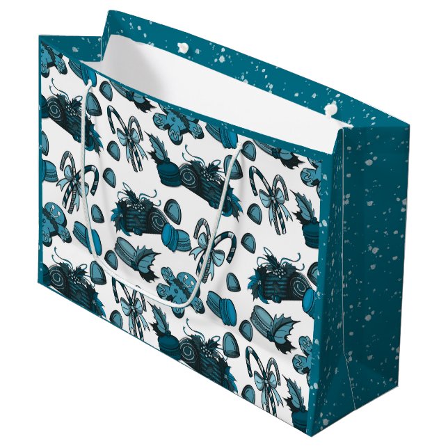 Holiday Sweets- Ice (Solid) Large Gift Bag (Front Angled)