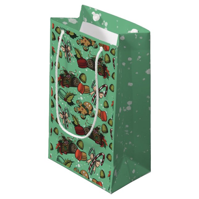 Holiday Sweets- Mint (Color) Small Gift Bag (Front Angled)