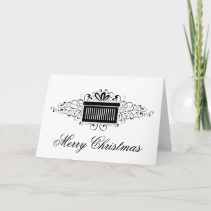 Holiday Swirls Present Christmas Card, Black