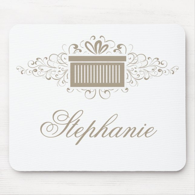 Holiday Swirls Present Mousepad, Latte Mouse Pad (Front)