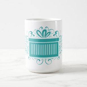 Holiday Swirls Present Mug, Aqua Coffee Mug