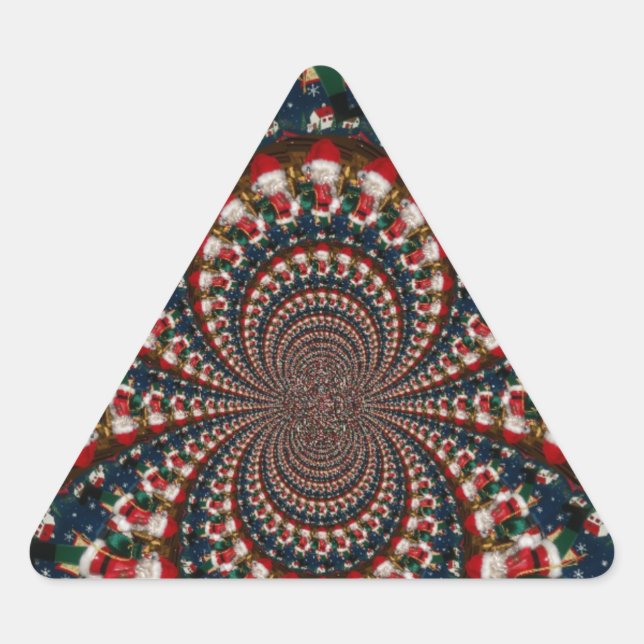 Holiday Swirls: Retro Christmas Art Stationery Set Triangle Sticker (Front)