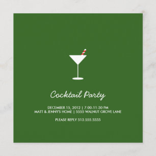 Holiday Swizzle Cocktail Party Invitation Green