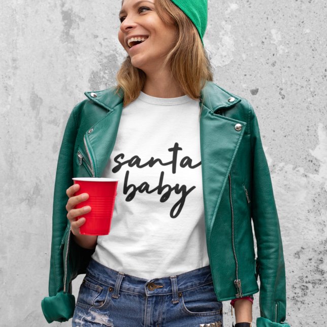 Holiday T-Shirt | Santa Baby Christmas Tees (Trendy minimalist holiday shirt created for stylish, cheerful, and comfortable seasonal fashion)