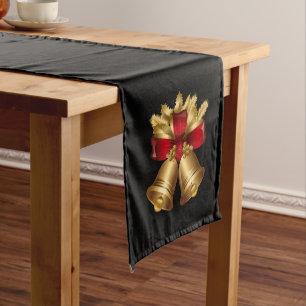 Holiday Table Runner-Gold Bells Long Table Runner