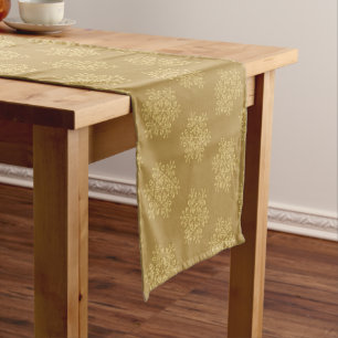 Holiday Table Runner-Gold Snowflakes Short Table Runner