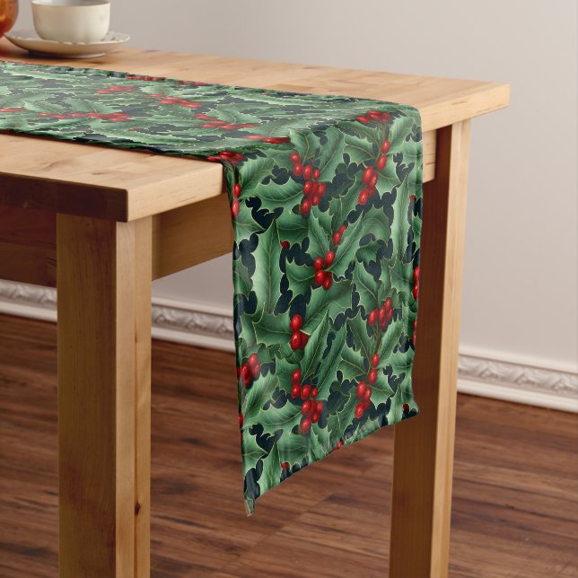Holiday Table Runner-Holly    Long Table Runner (In Situ)