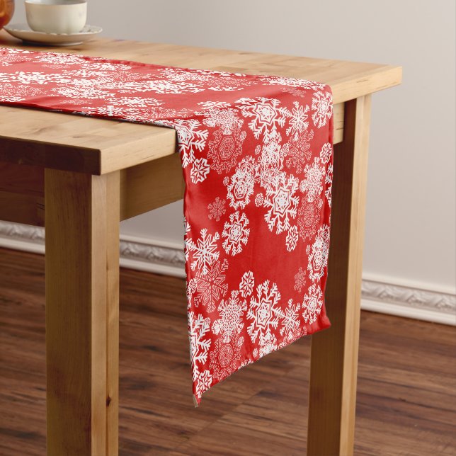 Holiday Table Runner-Snowflakes Medium Table Runner (In Situ)