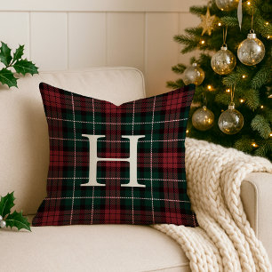 Holiday Tartan Monogram Cushion