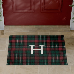 Holiday Tartan Monogram Doormat