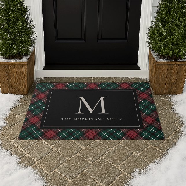 Holiday Tartan Monogram & Name Doormat (Creator Uploaded)