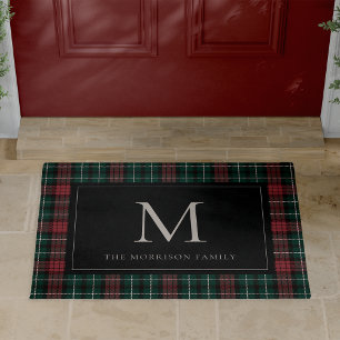 Holiday Tartan Monogram & Name Doormat