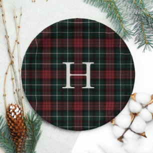 Holiday Tartan Monogram Paper Plate