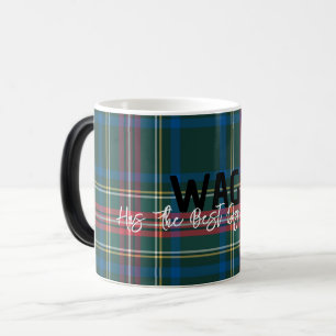 Holiday Tartan Plaid PET NAME Best Dad Mum Fun Magic Mug