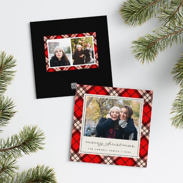 Holiday Tartan | Square Photo Card (Creator Uploaded)
