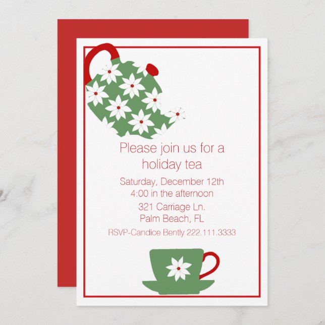Holiday Tea Party Invitation (Front/Back)