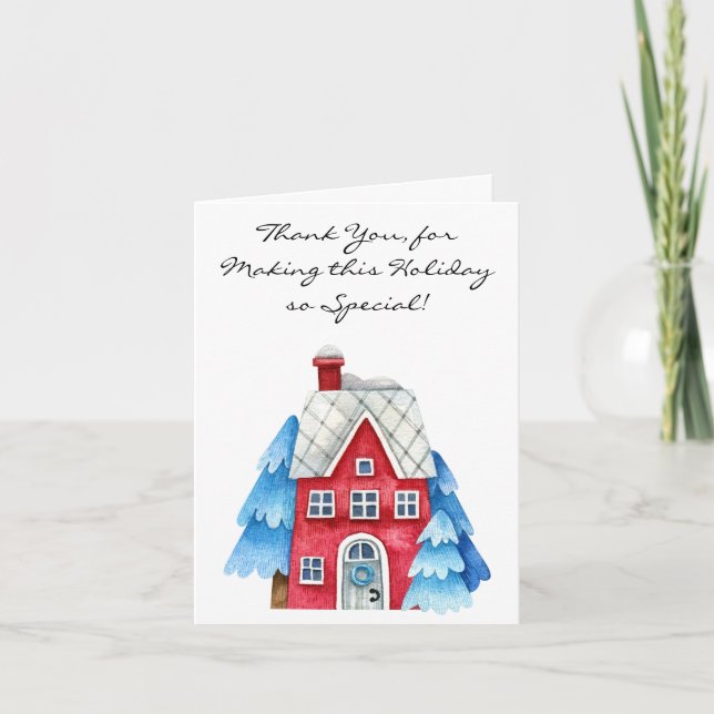 Holiday Thank You Happy New Year Note Card (Front)