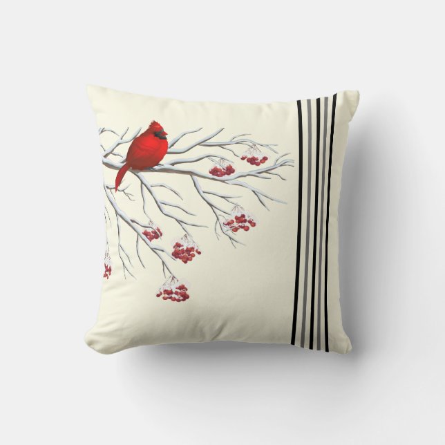 Holiday Throw Pillow-Cardinal Cushion (Front)