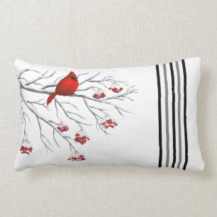 Holiday Throw Pillow-Cardinal Lumbar Cushion