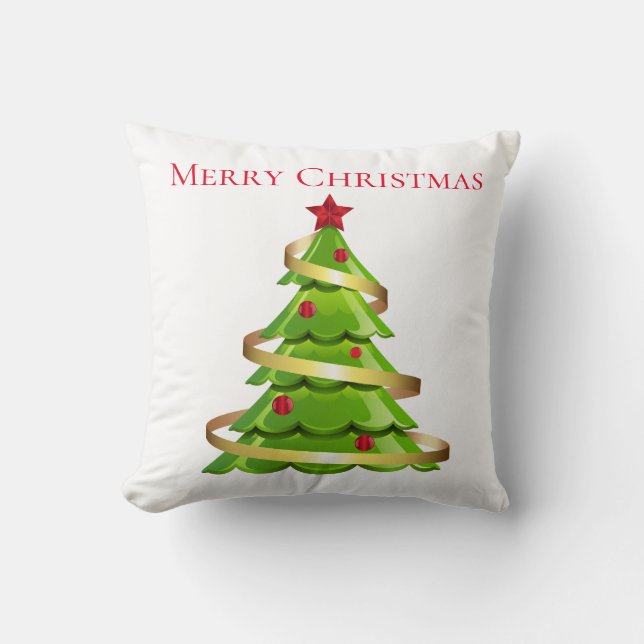 Holiday Throw Pillow-Christmas Tree Cushion (Front)