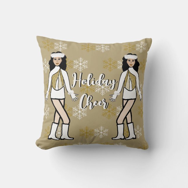 Holiday Throw Pillow Gold / White #2 (Front)