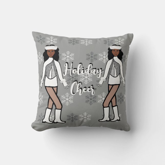 Holiday Throw Pillow Silver / White #1 (Front)