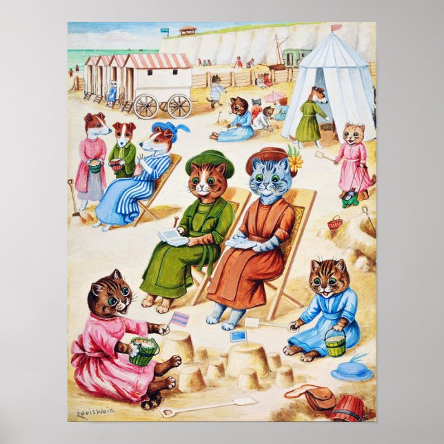 Holiday Time Cats, Louis Wain Poster (Front)