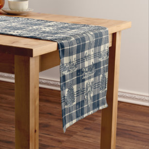 Holiday Timeless Elegance Navy Ivory French Toile Short Table Runner